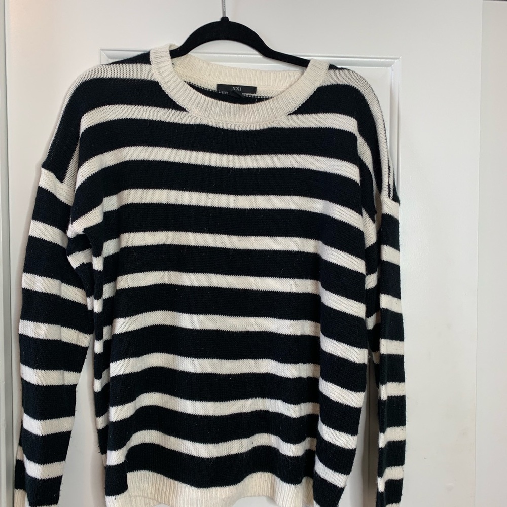 Black and white striped oversized sweater